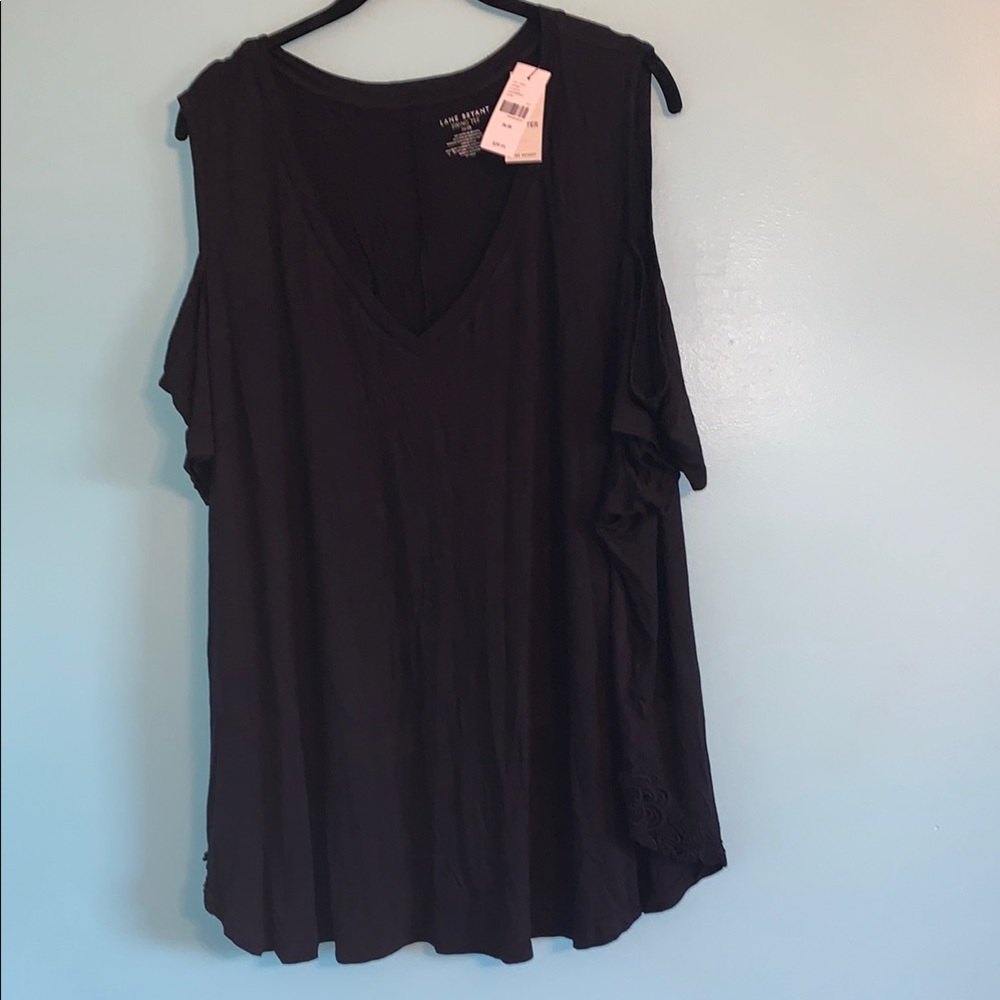 Lane Bryant Black Asymmetrical Sleeveless Blouse